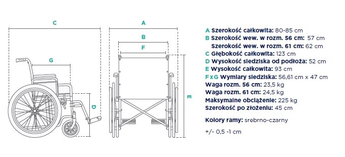 Wzmocniony stalowy wózek inwalidzki z maksymalnym obciążeniem 225 kg BIG-TIM - obrazek 2